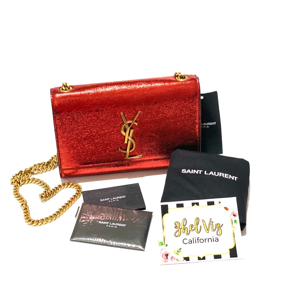 Ysl Small Kate Metallic Red